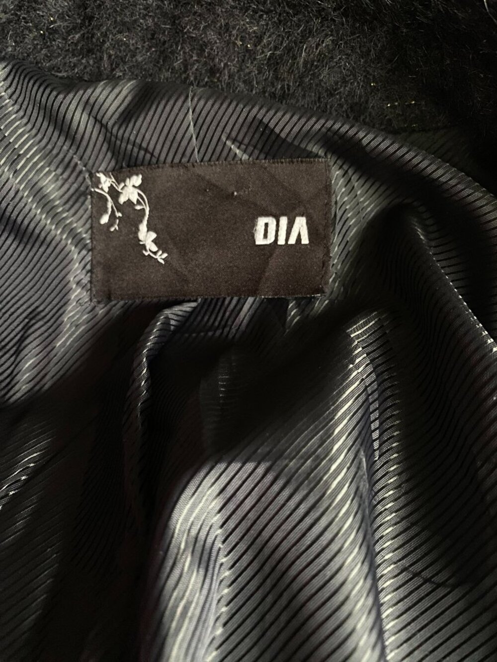 DIA Luxury Suri Alpaca Wool Shimmer Mid Length Coat Jacket Charcoal Black Small - Picture 7 of 13